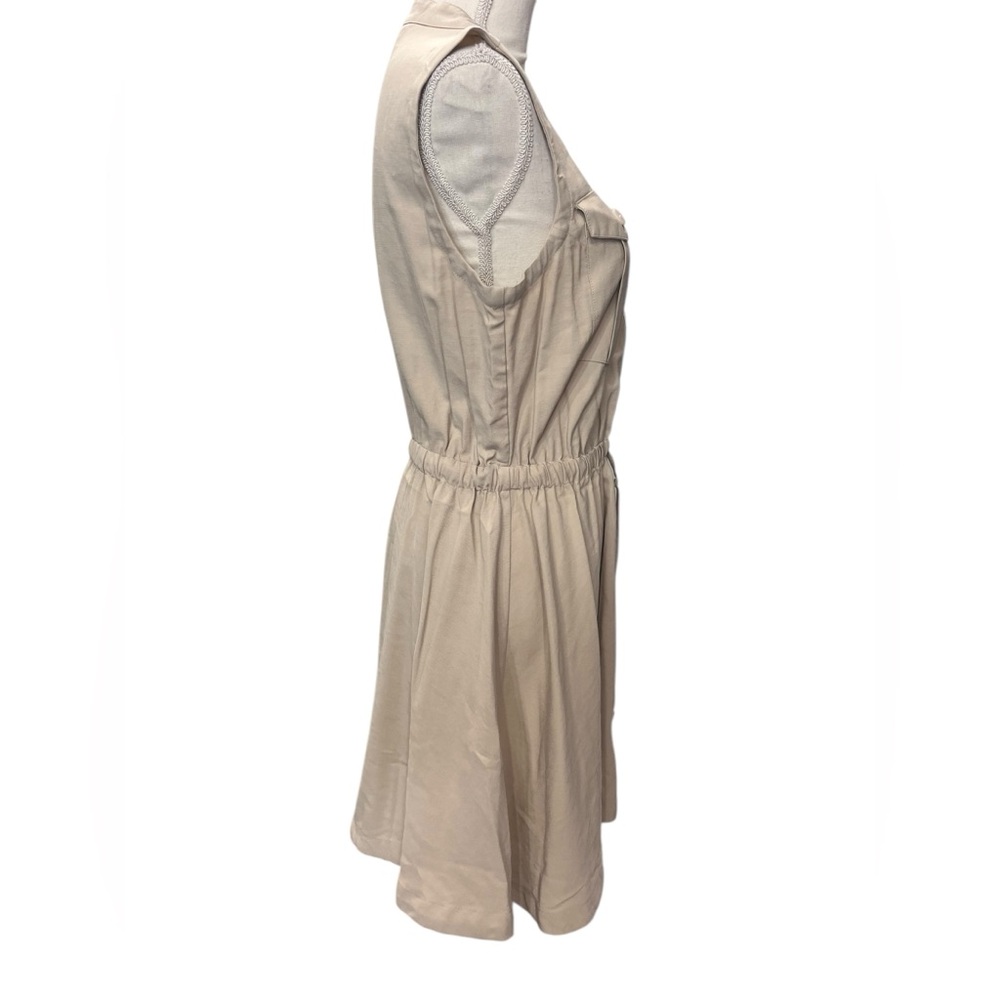 Nine West Sleeveless Utility Shirt Dress Beige Tan Drawstring Waist Size M - Picture 4 of 10